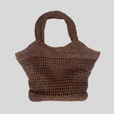 Sabia Natural Straw Tote Bag - Espresso