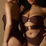 Solana Bandeau Swimsuit  - Espresso