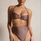 Aira High Waisted Bikini Bottoms - Latte