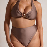Aira High Waisted Bikini Bottoms - Latte
